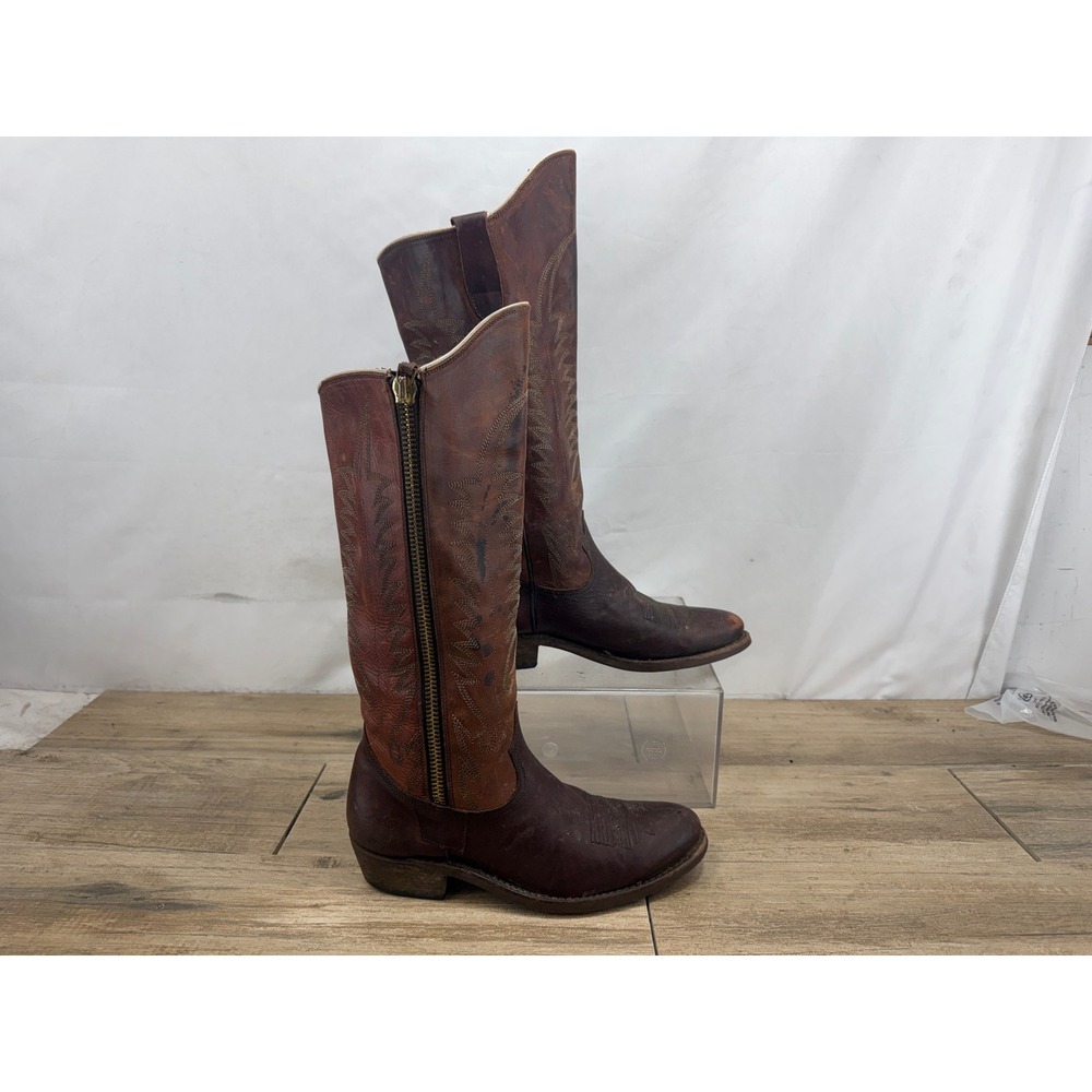 Golden Goose Deluxe Brand Women Brown Leather Western Cowboy Tall Boots Size 38